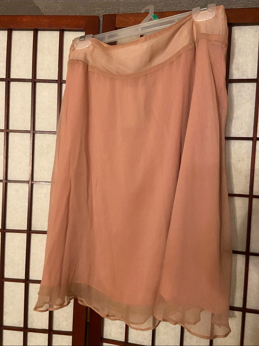Women's Sheer Layered 100% SILK Midi Skirt in Blush Pink